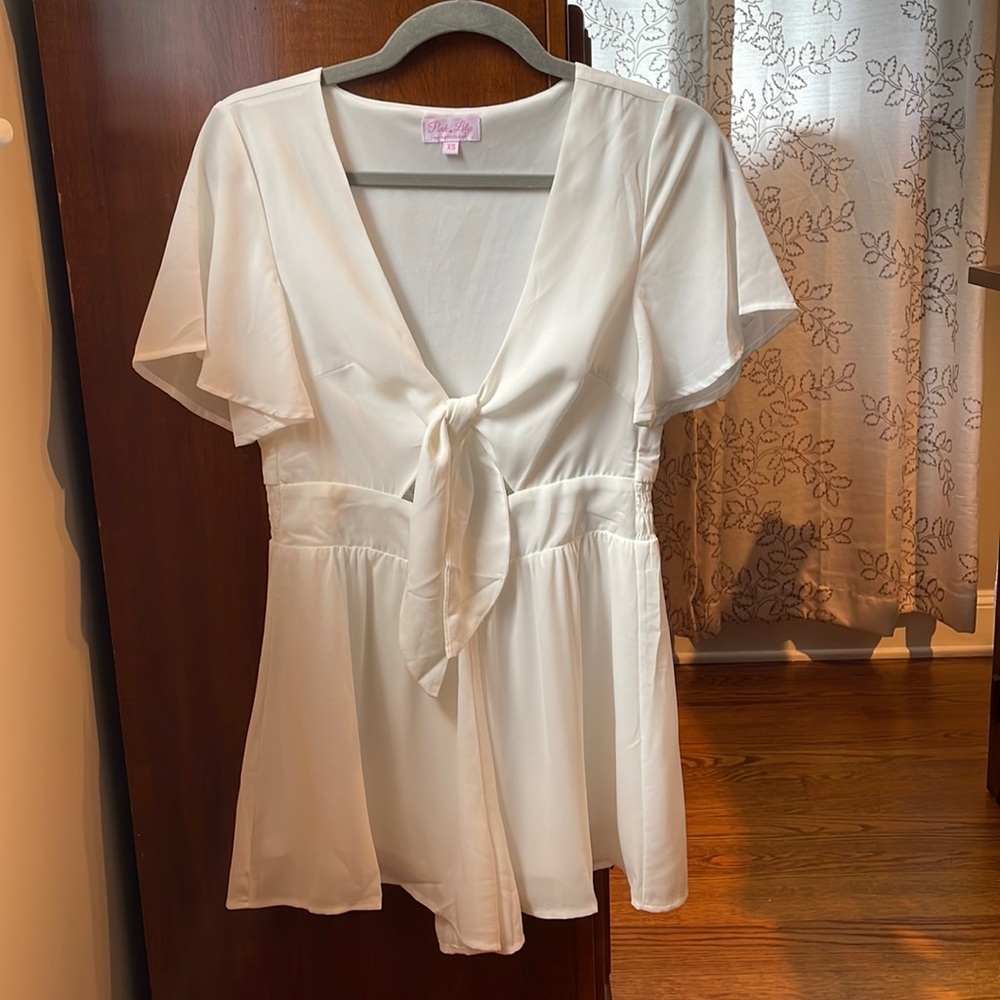 Pink Lily White Romper